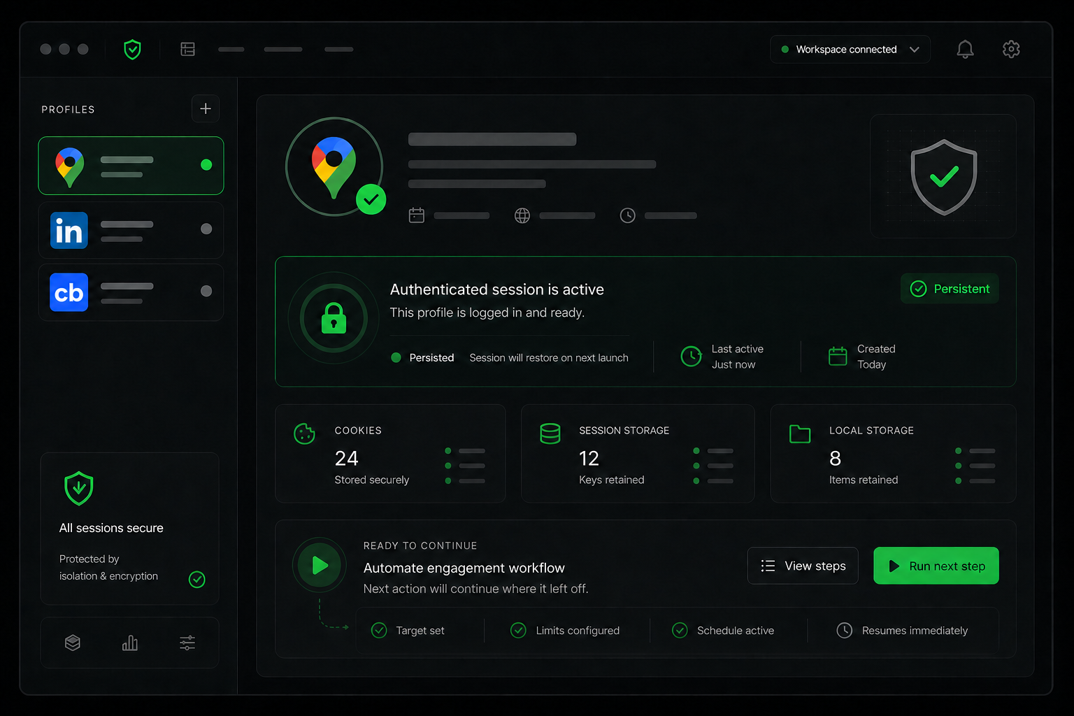 BrowserAct authenticated browser session