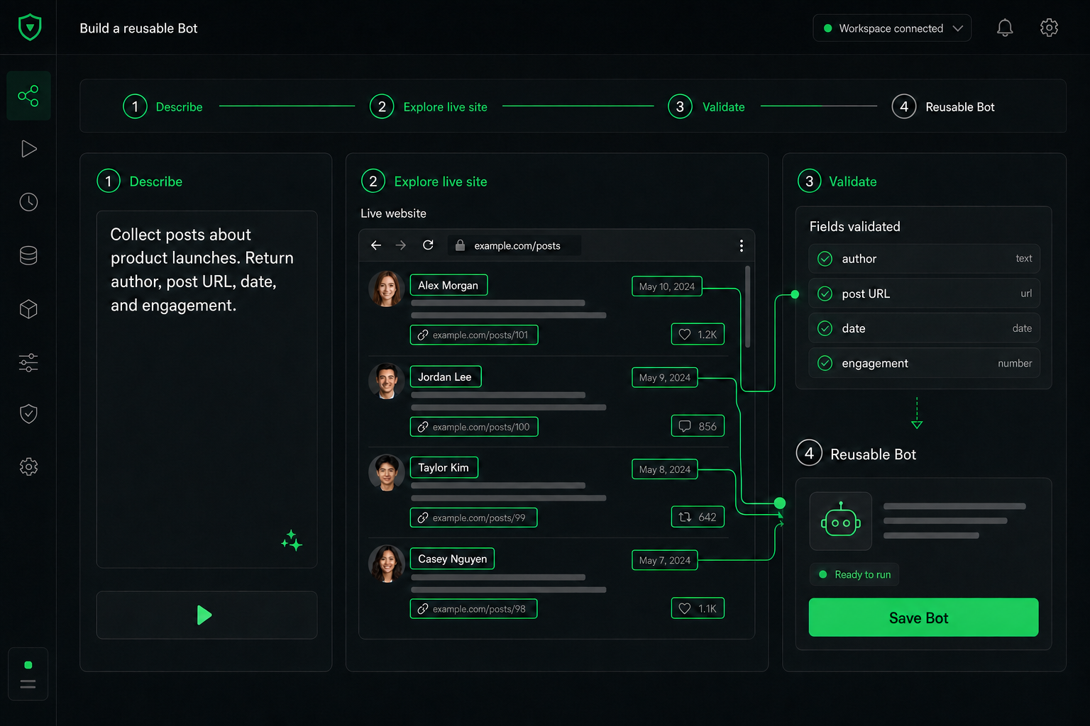 BrowserAct workflow builder